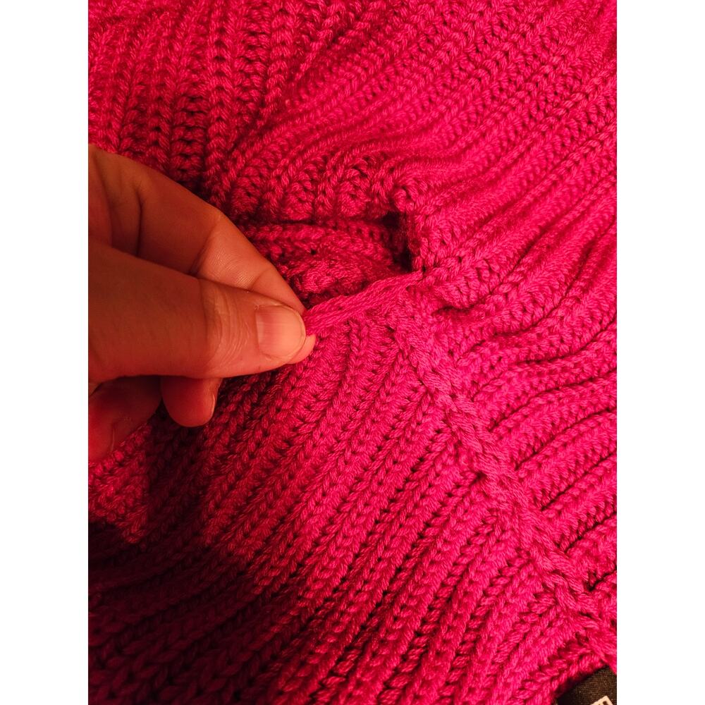 Eileen Fisher Raspberry Red Open-Front Ribbed Knit Cardigan - Picture 14 of 16